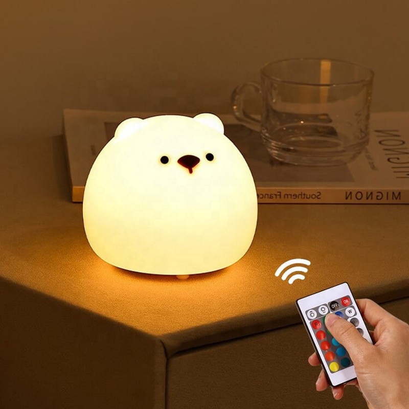 Little Bear – veilleuse Led en Silicone Rechargeable par USB avec capteur tactile, lampe colorée pour chambre d'enfant