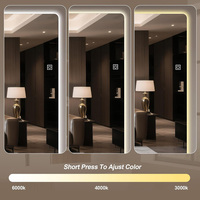 Miroir LED intelligent pour salon, personnalisable, à suspendre au mur, 3 couleurs, à intensité variable, avec interrupteur tactile