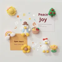 Mini canard en microfibre, aimant de réfrigérateur, autocollant magnétique mignon et puissant, décoration créative 3D compacte, couples