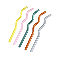 Pailles en verre borosilicate écologiques transparentes de 8 mm, pailles ondulées en verre, pailles réutilisables colorées transparentes en vrac pour boissons