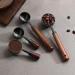 Cuillère en acier inoxydable 304 de 15 ml/30 ml avec manche en bois de noyer pour la cuisine, la pâtisserie, la préparation du café, outils de mesure - Product Image 1