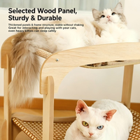 Lit hamac pour chat en rotin avec structure en bois, double couche, empilable, lit de repos pour chat, lit à gratter pour chats d'intérieur
