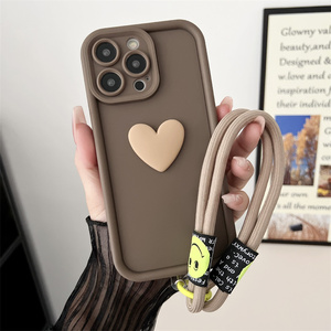 2024 custodia per telefono con Love Heart TPU <span class=keywords><strong>bianca</strong></span> di ultima moda con cordino per <span class=keywords><strong>iPhone</strong></span> 16 15 14 13 12 11 Pro Max Plus custodie per telefono carine - Product Image 4