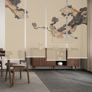 Pantalla de partición de cortina de rodillo especial con estampado de elevación eléctrica con patrón de paisaje de estilo japonés-chino - Product Image 3