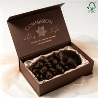 Boîte d'emballage cadeau en carton rigide à rabat magnétique, écologique et recyclable, pour le stockage des extensions de cheveux synthétiques et humains