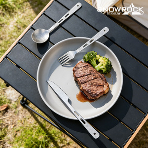 Ensemble de couverts ronds en titane Snowrock, portable, pour le camping en plein air, pique-nique, couverts écologiques - Product Image 1