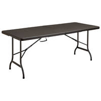 Table de bar pliante légère en HDPE noir de 6 pieds, résistante à la rouille, pour la restauration commerciale en extérieur