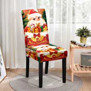 Digital Printed <b>Stretch</b> Chair Slipcover Christmas Dining Chair Cover and <b>Seat</b> Protector for Kitchen for Dining Room - Product Image 2