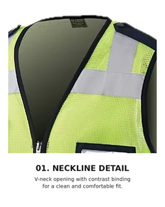 Chaleco de seguridad de malla de alta visibilidad con cinta reflectante certificado EN ISO 20471 |   T-BUC TBS-5011 OEM/ODM Marca Coreana - Product Image 4