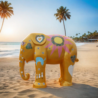 Escultura de Estatua de fibra de vidrio de resina de elefante Animal de fibra de vidrio paisaje colorido personalizado para exteriores grande para centro comercial o parque