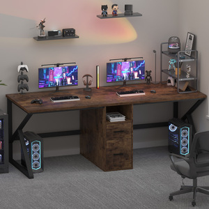 Gỗ dài hai người bàn văn phòng Bàn máy tính với kệ mở và ngăn kéo bên dưới cho văn phòng nhà - Product Image 4