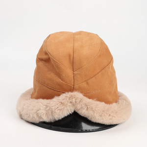 Chapeau bob chaud en fausse fourrure pour femme, hiver, extérieur, velours côtelé, couleur unie, réversible, style pêcheur - Product Image 3