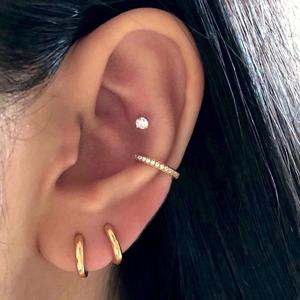 Gemnel minimaliste bijoux en gros 18K or <span class=keywords><strong>Vermeil</strong></span> Huggies 925 en argent Sterling gras boucles <span class=keywords><strong>d</strong></span>'oreilles pour les femmes - Product Image 4