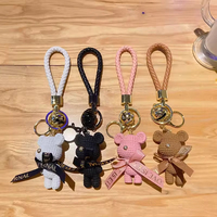 Porte-clés en résine ours mignon avec nœud papillon, pendentif de sac exquis pour filles, breloque de sac à dos, accessoire de poupée, cadeau prêt à offrir