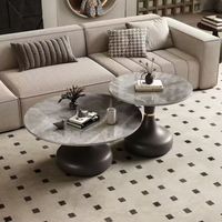 Table basse ronde en acier minimaliste moderne pour le salon, avec tiroir, meubles en bois avec table d'appoint