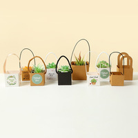 Sac d'emballage cadeau portable en papier kraft imperméable pour plantes et fleurs, boîte pliante pour plantes succulentes en pot, idéal pour l'exportation transfrontalière