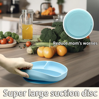 BHD sans BPA facile à nettoyer non toxique antidérapant rester en silicone incassable divisé bébé bambin alimentation plaque de préhension avec aspiration