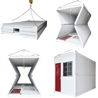 Maison conteneur pliable à faible coût de transport, maisons modulaires mobiles prêtes à l'emploi, bureau temporaire, kit de construction préfabriqué