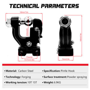 アンブル高品質ブラック15トンユニバーサル牽引フックピンチフックボールマウントレシーバーヒッチボールピンチフック - Product Image 2