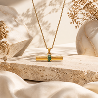 Collier pendentif barre en acier inoxydable doré avec strass, style bohème, empilable, pour femme, bijoux de mode