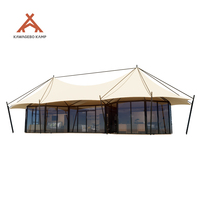 Tente de glamping de luxe Kawagebo Kamp 16*6*6.85m en PVDF imperméable avec salle de bain pour grand complexe hôtelier et hôtel en plein air