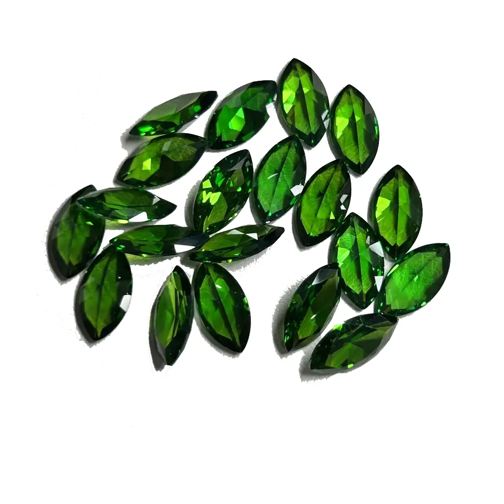 मार्क्विज आकार हरा रंग सिंथेटिक क्यूबिक जिरकॉन पत्थर 5a cz रत्न थोक मूल्य