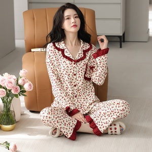 Pyjamas d'<span class=keywords><strong>hiver</strong></span> épais pour femmes, col rabattu, manches longues, vêtements de nuit en coton laiteux Plus 4XL, vêtements de nuit d'extérieur doux pour la maison - Product Image 6