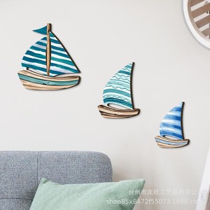 Decoración de Pared de Madera con Diseño de Velero Estilo Mediterráneo, Tema Oceánico, Madera de Zhejiang, Forma Irregular - Product Image 4
