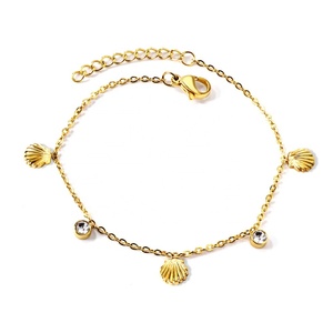 Customizable New Fashion Jewelry Waterproof 18K PVD Gold Plated Stainless Steel Zircon and Shell Charm Bracelet for Women - Product Image 1