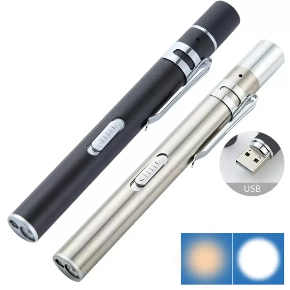 Multi-function Rechargeable Custom Stainless Steel Medical Surgical Emergency Flashlight Portable USB Pen Light Pen Torch