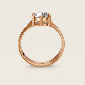 Anillo de Compromiso y Matrimonio Clásico con Diamante Solitario de Corte Redondo de Lujo para Ella - Product Image 6