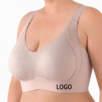 Sujetador de encaje con cuello en U rosa rubor SHANGBINI, talla grande, cobertura total, top cómodo, encaje tonal, logotipo personalizado OEM de fábrica