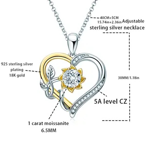 قلادة قلب قطعة واحدة من الفضة عيار 925 موديل رومانسي للنساء هدية في حفلات الخطوبة والأعراس