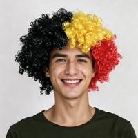 Perruque afro bouclée couleur drapeau, en soie basse température, densité 180%, accessoires amusants pour la célébration des supporters de la Coupe d'Europe de football