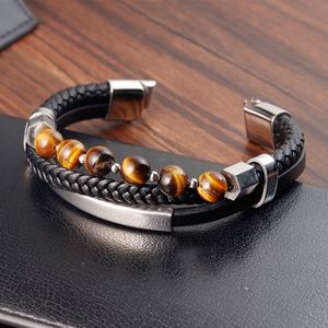 2024 New Design Wholesale Fashion <b>Men</b> and Women 23cm Length Natural Tiger Eye Gem Stone Beaded Bracelet - Product Image 6