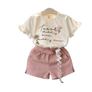 Venta al por Mayor de Conjuntos de Ropa para Niños, Estilo Nuevo, Camisas con Flores y Pantalones para Niñas - Product Image 1