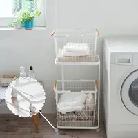 Metal Wire Laundry Basket with Cover, Simple Houseware