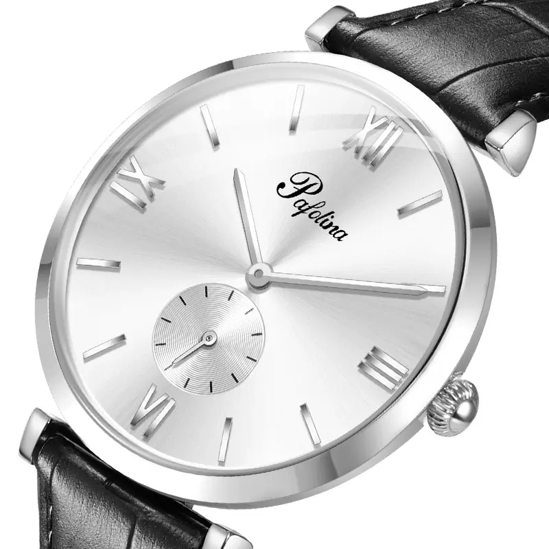 Reloj de pulsera de cuarzo profesional para hombre, cronógrafo de piel auténtica, resistente al agua 5ATM, con timón de estrella, Pafolina, 5013ML