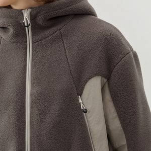 Venta al por mayor de dos vías de cremallera de costura gruesa cálida de lana <span class=keywords><strong>Polar</strong></span> Unisex Sudadera con capucha suelta de piel de cordero de los hombres chaqueta de invierno - Product Image 6