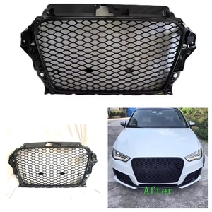 Rejilla de sintonización deportiva para coche, rejilla de parachoques delantero para <span class=keywords><strong>Audi</strong></span> A3, con placa de matrícula, S3, <span class=keywords><strong>Rs3</strong></span>, 2013, 2014, 2015 - Product Image 1