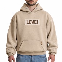Sweat à capuche personnalisé avec patch appliqué, coupe ample couleur avoine, vente en gros, directement de l'usine, avec impression de logo pour marque streetwear homme