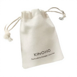 Sac à cordon en coton biologique avec logo personnalisé pour emballages de bracelets et de montres, sac cadeau biodégradable et écologique - Product Image 2