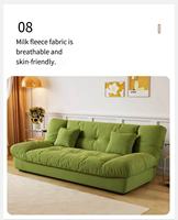 Sofá Cama de Tela Cloud, Reclinable, Plegable, de Doble Uso, para Apartamentos Pequeños, Sala de Estar, Nuevo, Moderno, de Tres Plazas, en Línea Recta, Color Crema