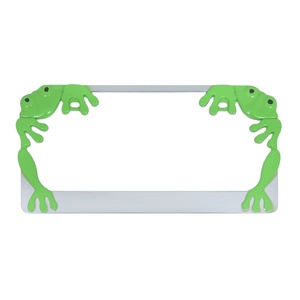 Cadre de plaque d'immatriculation américaine en alliage de zinc triple chromé avec motif grenouille mignon - Product Image 1