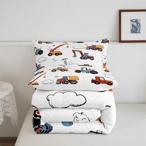 Parure de lit pour enfants avec housse de couette et draps, motif excavatrice de dessin animé, 100% coton, impression numérique, pour garçons et filles, taille complète - Product Image 3