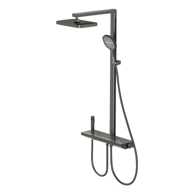 Modern Piano Key Design Shower System-Thermostatic Single-Handle Brass ABS Square Shower Set Jet/Rain/Soft Spray Patterns-High