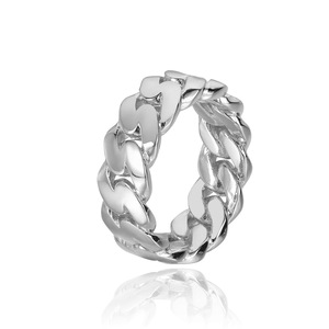 Bagues Curb Premium OEM d'usine en Argent 925 avec Moissanite Micro-Pavé 8mm, Plaqué Or 14K PVD, Polissage Miroir, Bijoux Hip Hop, Passe le test du diamant - Product Image 6