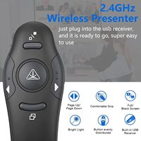 Souris de présentation sans fil USB RF 2,4 GHz TXD TB-28 avec télécommande laser rouge, portée de 30 m et fonction de retournement de page
