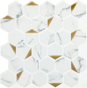 Adesivo de azulejos de parede 3d, adesivo de azulejos brancos e cascas impermeáveis para banheiro e cozinha - Product Image 5