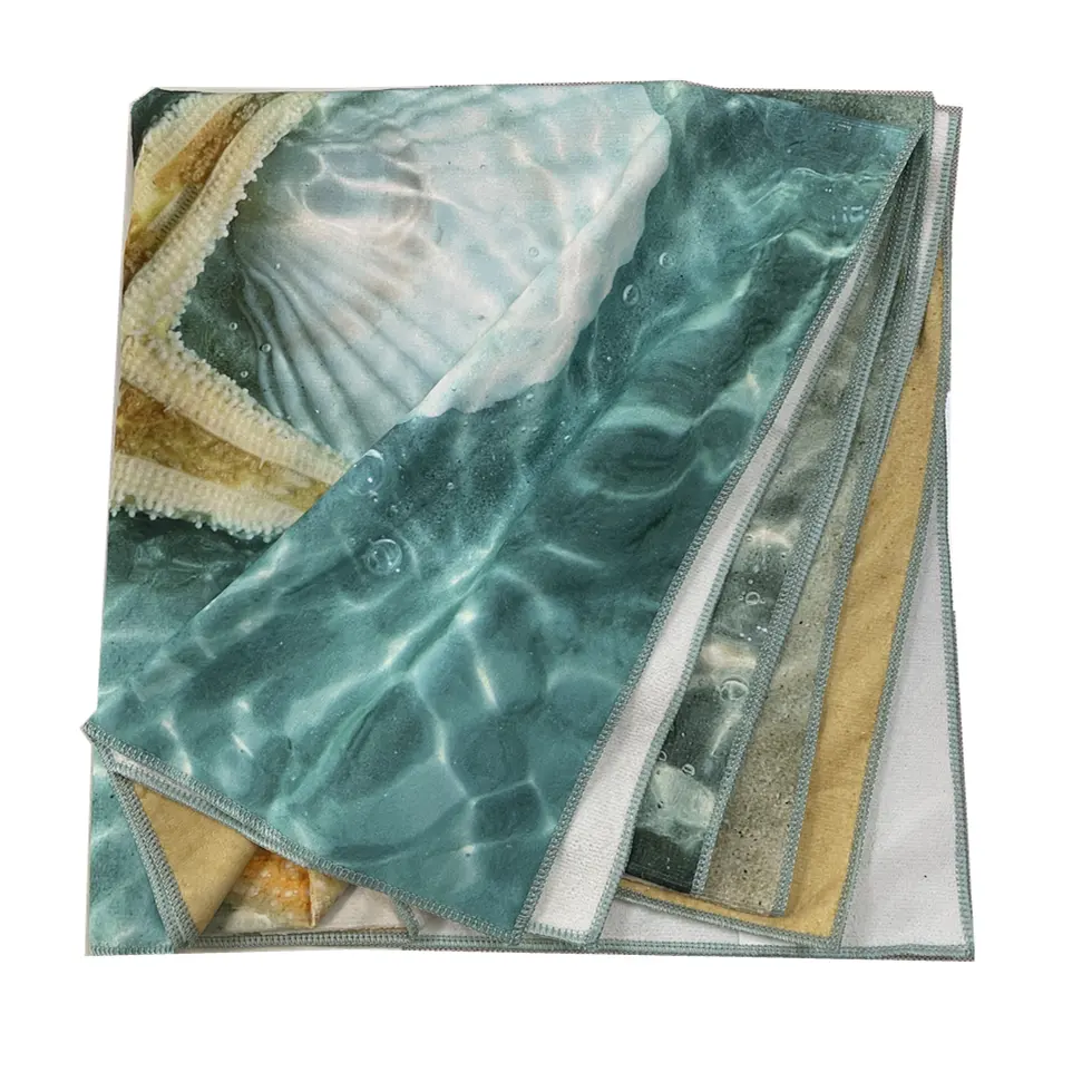 Serviette de plage en microfibre avec impression par sublimation design OEM serviettes de plage avec impression personnalisée et logo